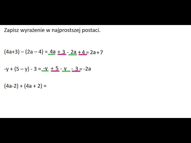 Jak uprościć wyrażenia algebraiczne i zapisać je w najprostszej postaci